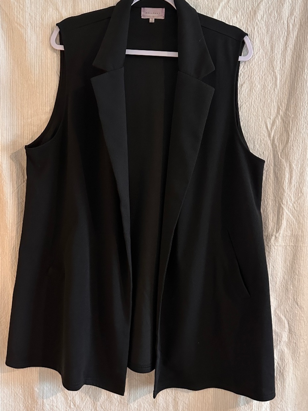 Melloday Black Longline Sleeveless Blazer Vest 1X